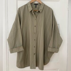 Oska cotton button-up Lagenlook blouse in Sand